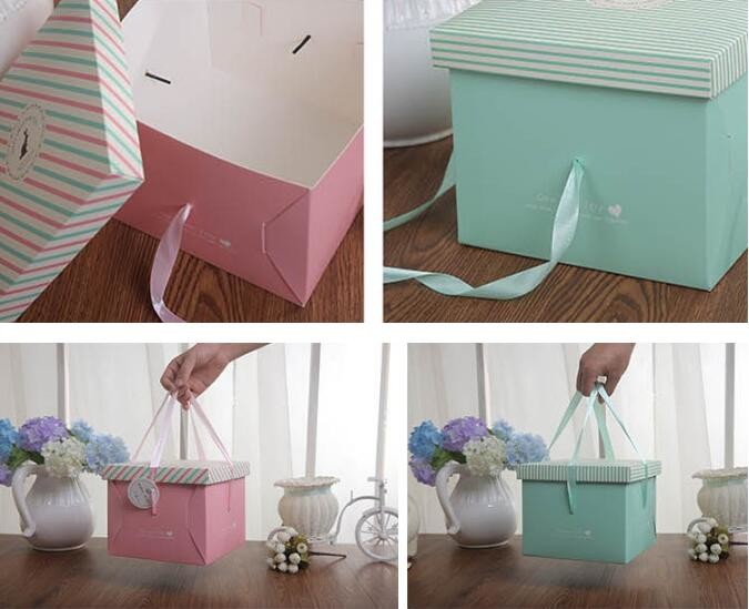 Custom design gradient color luxury paper packaging gift box with lid,Paper Flower Box Florist Bouquet Box Packaging Ros