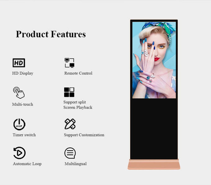55 Inch Floor Stand Android Digital Signage LCD Advertising Touch Screen Totem Kiosk With Remote Managing Software