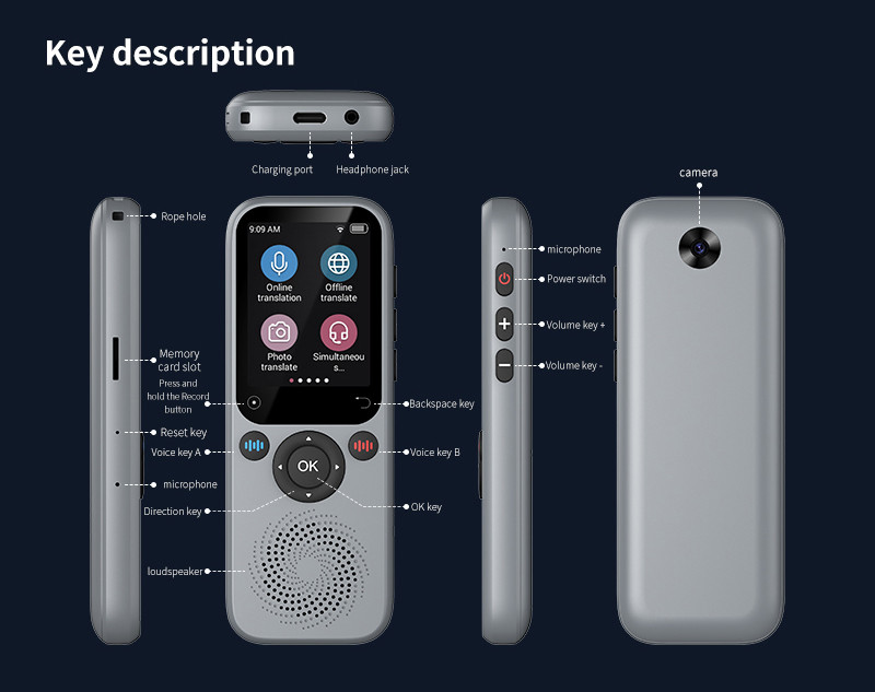 S20 Portable 138 Global Language Smart Translator Online Touch Screen Real-time Language Instant AI Translator