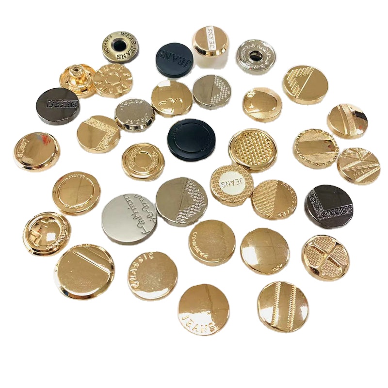 Low Moq Custom Logo Engraved Gold jeans Button / Snap button For Jeans jacket
