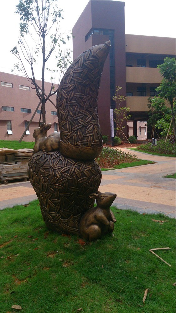 3 M Metal Animal Sculptures Outdoor Bronzed Squirrel Garden Statue