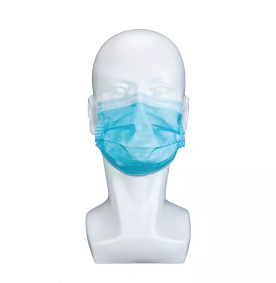 Blue Earloop Pleated Disposable Protective Mask 3 Ply Non Woven