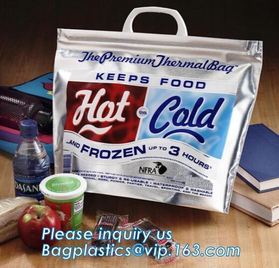 Custom Packing Aluminum Foil Zip-Lock Grocery Handle Thermal Insulation Cooler Bag For Outdoors,Promotional Insulated La