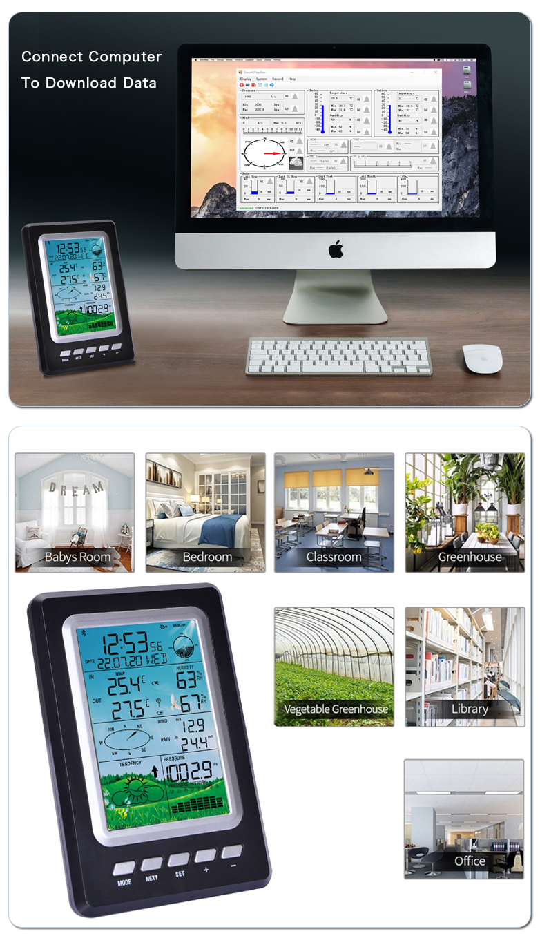 Color Weather Station Data Recorder With Accurate Temperature And Humidity Readings