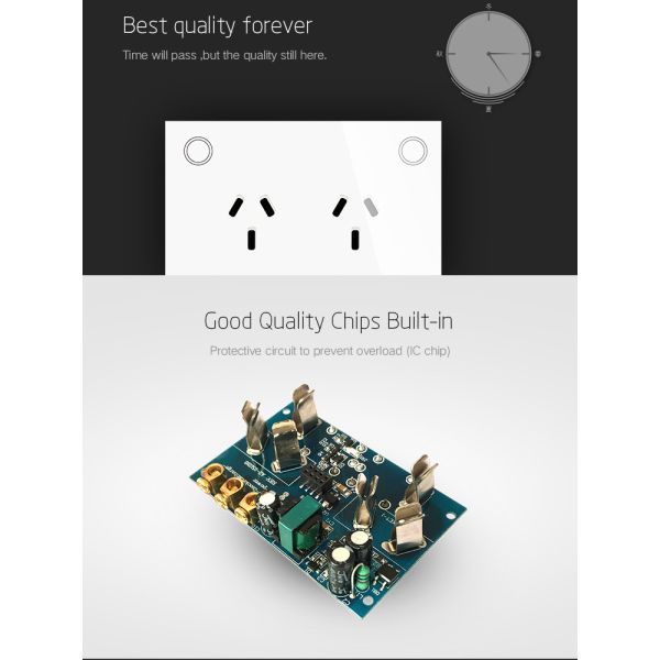 Smart WiFi SAA Certificate Double Wall Socket Wireless Power Point Us Standard Remote Touch Glass Panel Electric Plug