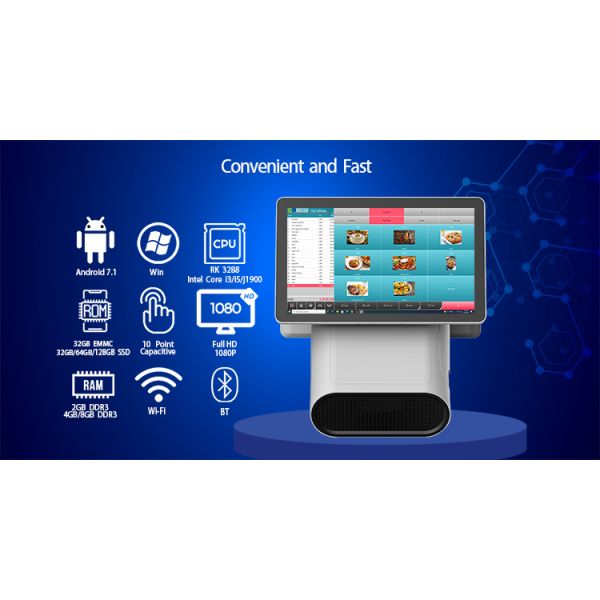 15.6 inch Full HD Display POS System Payment Terminal with Optional Thermal Printer