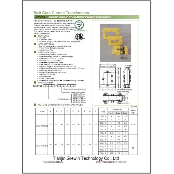 split core current tranducer/split core current transformer100:5A 150:5A 250:5A 200:1A for monitoring devices