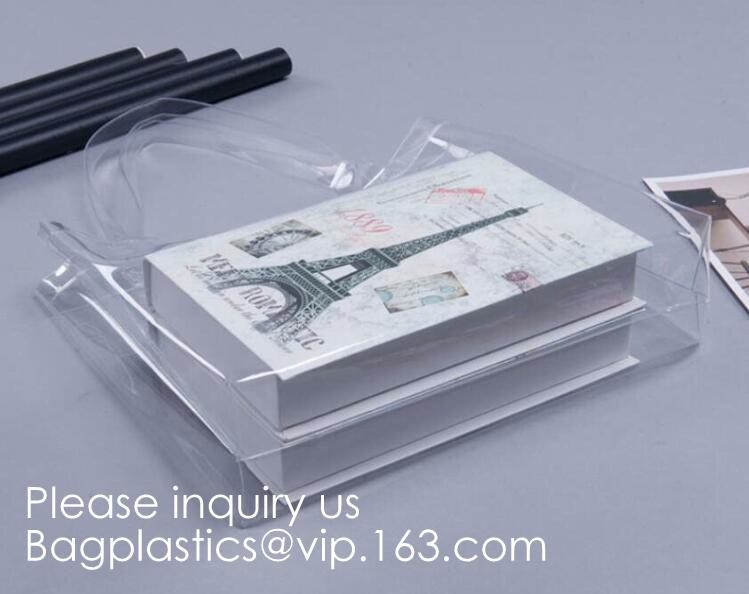 Transparent PVC Blanket Bag/Plastic Shopping Bag/Packaging Bag With Black Woven Trim And Webbing Handle, bagease, packag