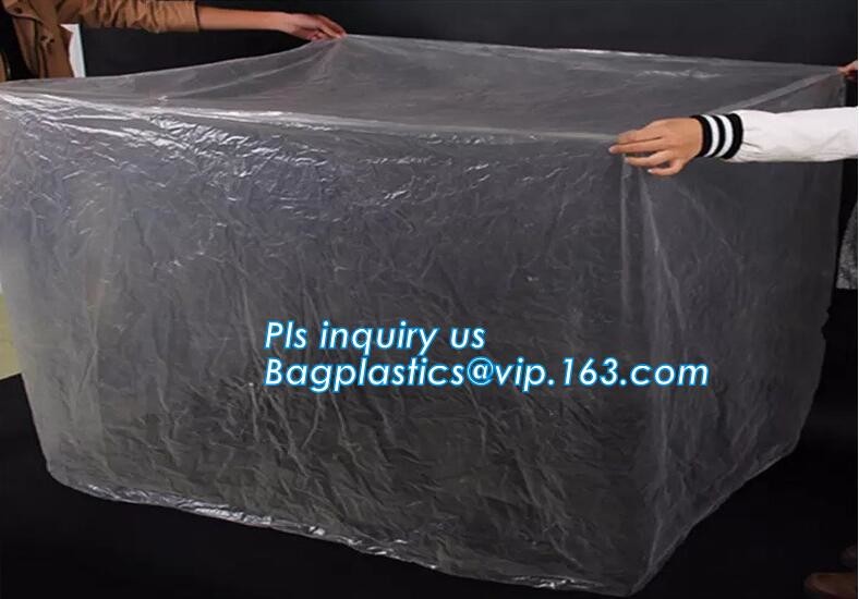 Customized Square Bottom or Side Guesst Plastic Protective Pallet Covers, 4 Mil Dust proof Clear Pallet Covers, BAGPLAST