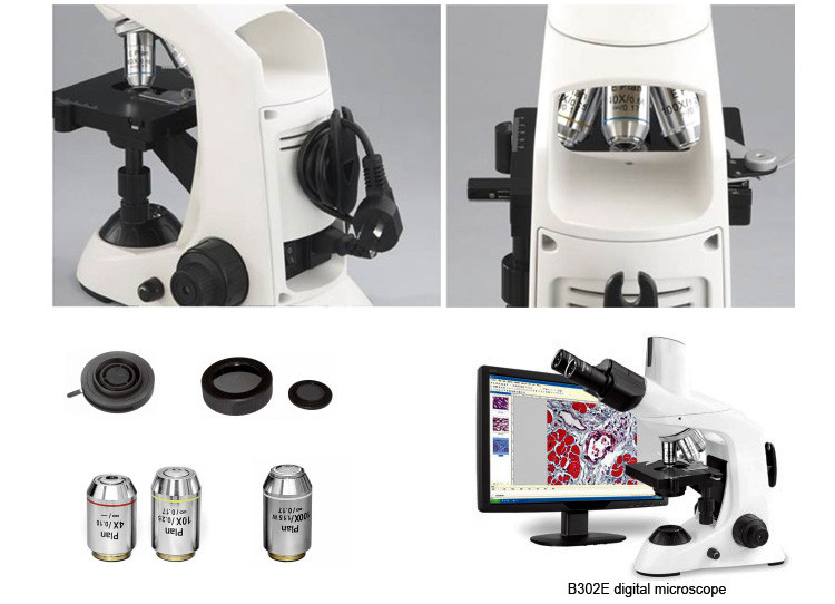 B302E500 Lab High Resolution Digital Biological Microscope With 100X Water Objective