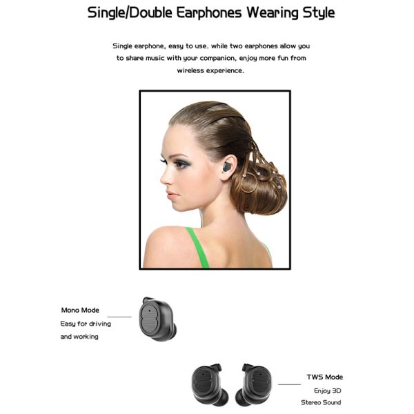 Bluetooth 5.0 Earphone True Wireless Headphones Cordless Headphone Sports Earphones Handsfree Headset Earbuds with Mic