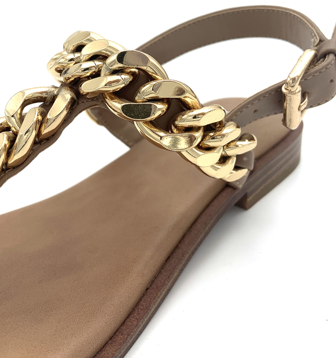 Buckle Closure Womens Flat Sandals With Leather Upper Rubber Sole