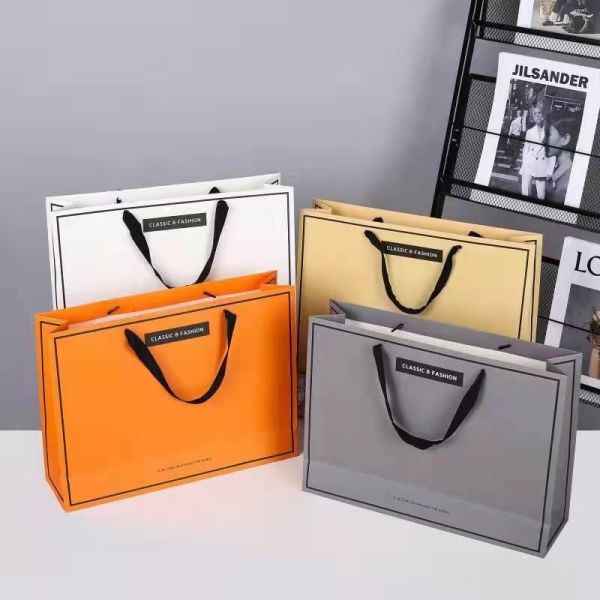 Offset Custom Printed Paper Bags Recyclable Ivory Board Paper