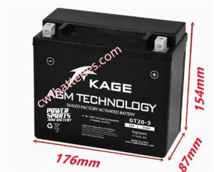 China KAGE GT20-3 Rechargeable Lithium Powersport UTV ATV Batteries 12V 20Ah wholesale