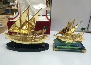 China Metal Alloy Arab Cultural Souvenirs / Arabian Fishing Boat Model With Crystal Base wholesale