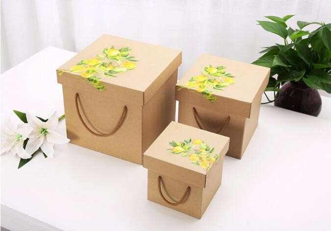 Custom design gradient color luxury paper packaging gift box with lid,Paper Flower Box Florist Bouquet Box Packaging Ros