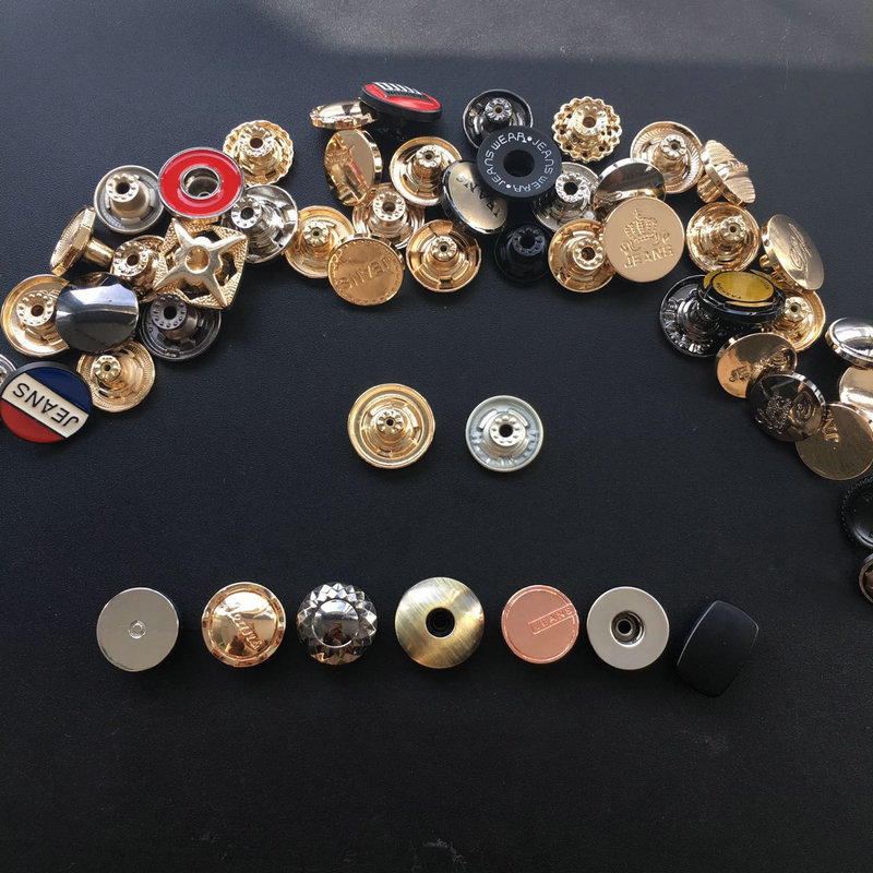 Low Moq Custom Logo Engraved Gold jeans Button / Snap button For Jeans jacket