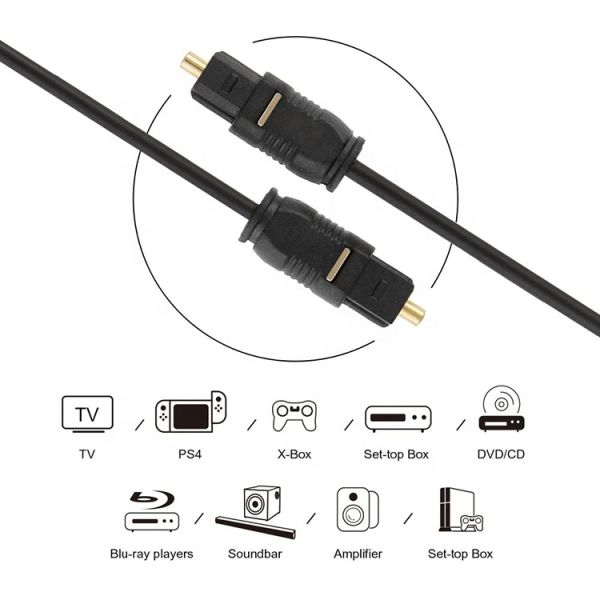 High Quality Thin 1M 2 M 3M 5M Fiber Optic Toslink Spdif Gold Optical Digital Audio Cable