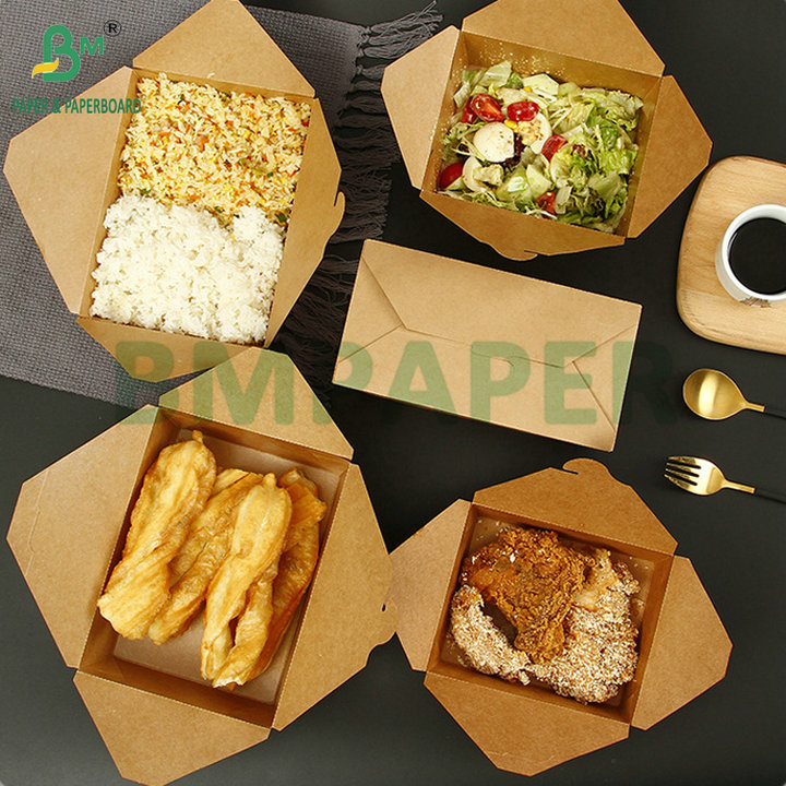 Greaseproof 15g PE Coated 250g 270g Kraft Paperboard For Takeaway Food Box Greaseproof 15g PE Coated 250g 270g Kraft Paperboard For Takeaway Food Box