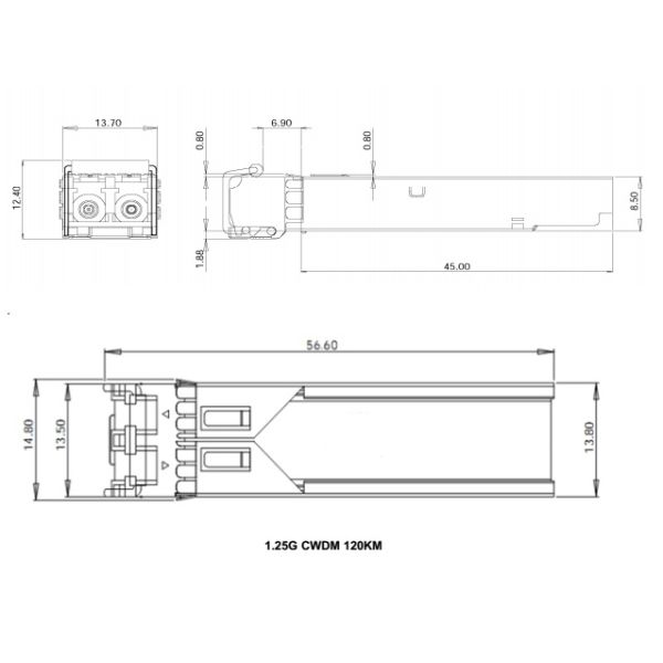 1.25G CWDM 1270~1610nm 120KM APD Dual LC CWDM SFP Modules DDM