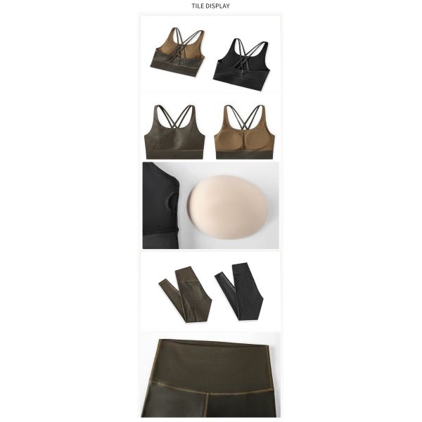 Gym Running Yoga Activewear Sets Texture Cross Back Energy Bra