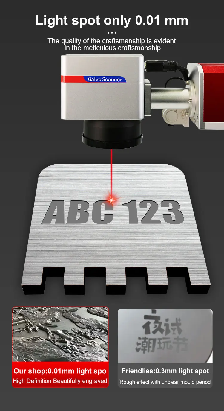 Fiber Laser Marking Machine Desktop MAX Raycus JPT 20W 30W 50W With Rotary Axis