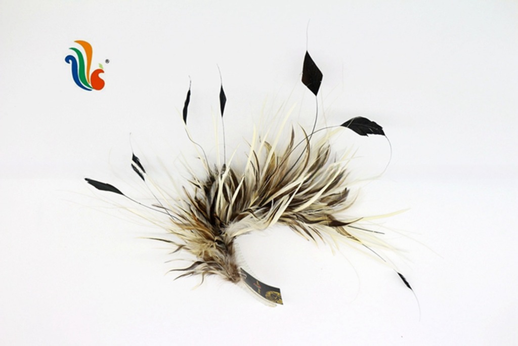 15*30 cm Goose Feather Millinery Supplies with Stripped Coque and Hackle Flower Mount