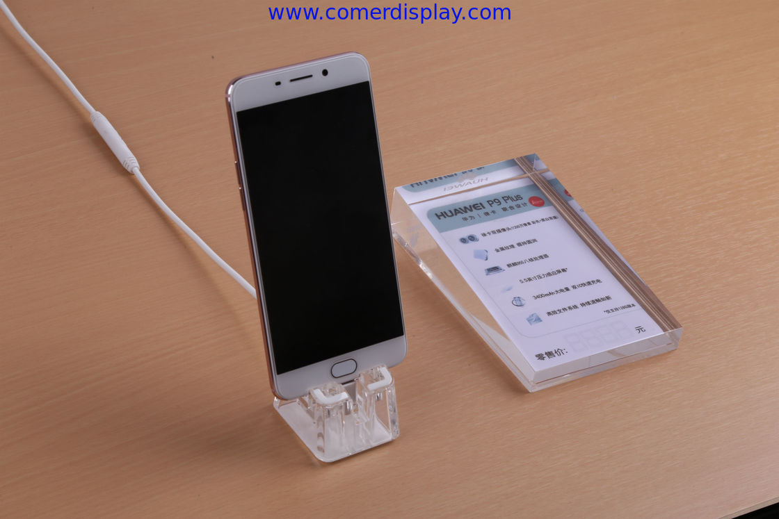 COMER Acrylic stand a4 leaflets holder with alarm control box devices and charging cord