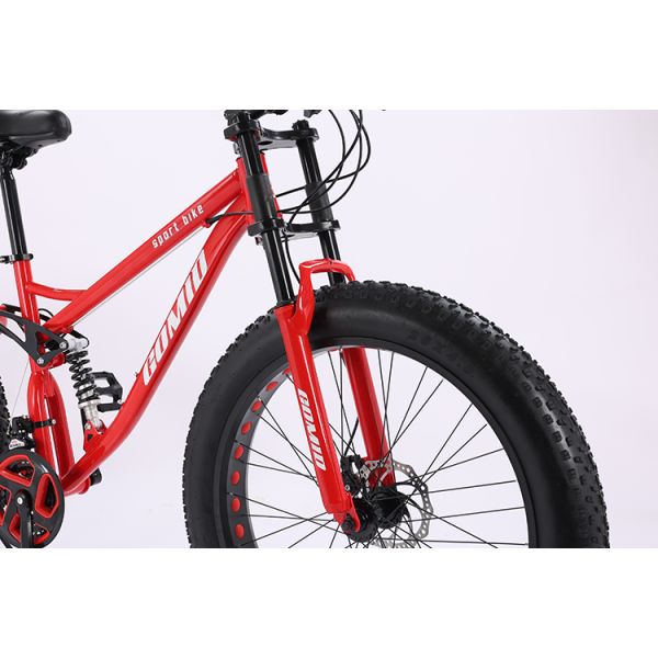 26 Inches Snow full suspension Mountain Bike Big Tire fat Bicycle with carbon steel Frame Material Customizable