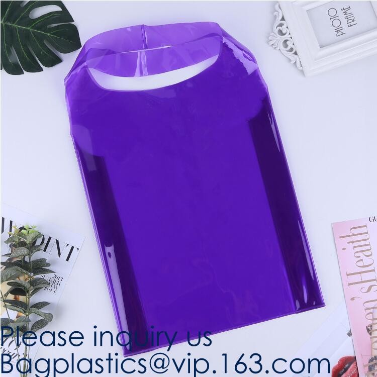 Transparent PVC Blanket Bag/Plastic Shopping Bag/Packaging Bag With Black Woven Trim And Webbing Handle, bagease, packag