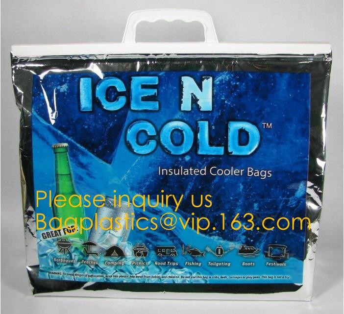 Custom Packing Aluminum Foil Zip-Lock Grocery Handle Thermal Insulation Cooler Bag For Outdoors,Promotional Insulated La