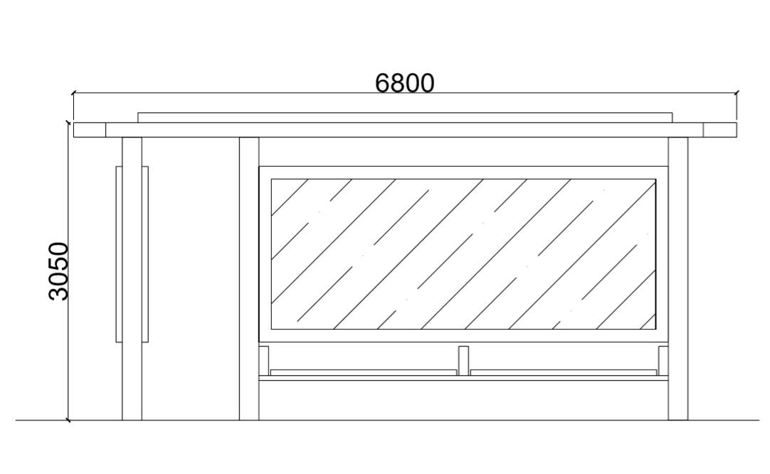 Toughened Glass W1500mm LCD Screen Solar Bus Shelter
