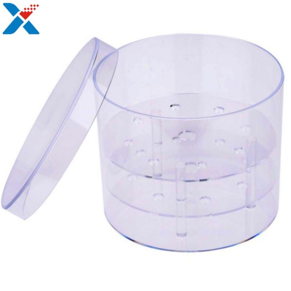 Waterproof Acrylic Flower Box Makeup Organizer Holder Round Shape ROHS Approval