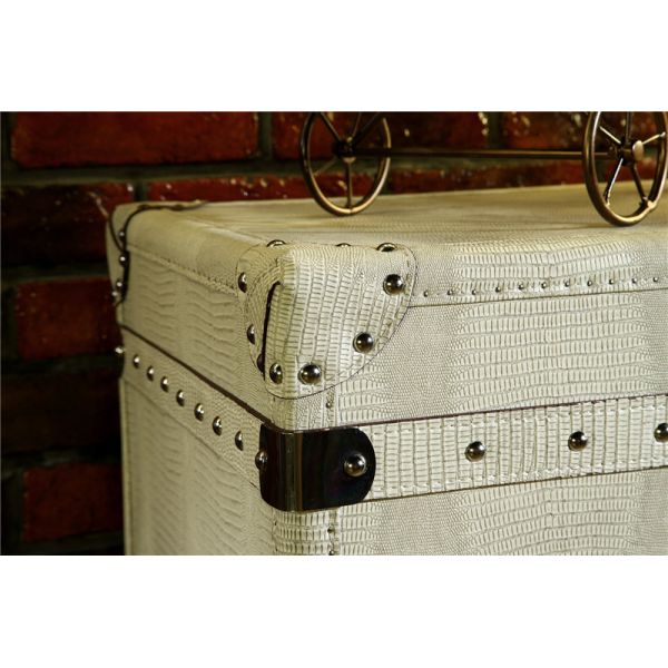Retro Vintage Leather Storage Steamer Trunk With Drawer Chest Full Handcrafted