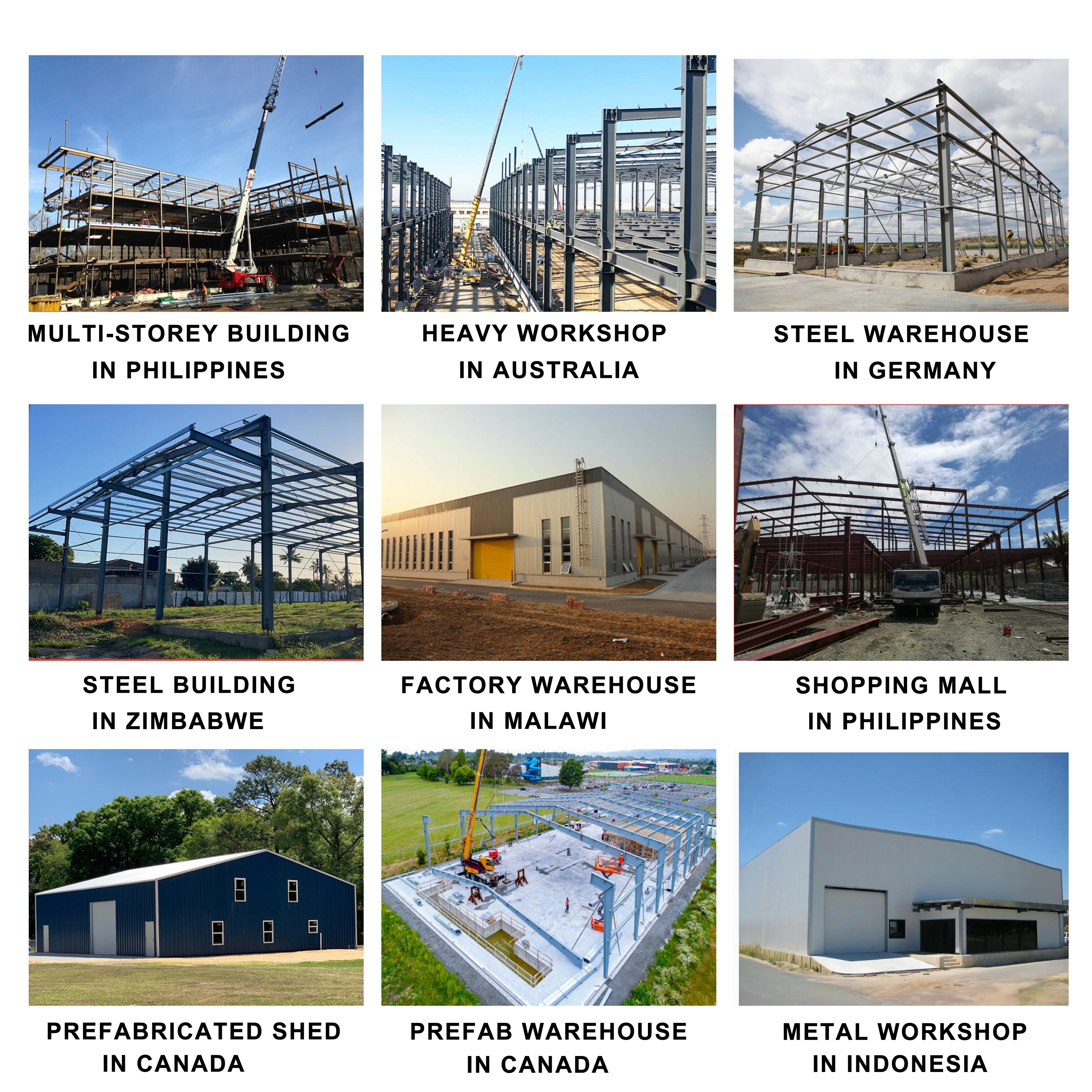 Steel Structure Workshop Warehouse Hangar House with Wide Span H Beam and I Beam Posts