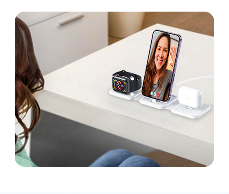 Foldable Magnetic 3 In One Wireless Charger Vertical Fast Speed