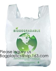China Compostable Plastic Pet Waste Bags with T-Shirt Handle,Green Compostable T-Sack Shopping Bag, PLA+PBAT, BAGEASE, BAGPAC wholesale