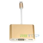 Type C USB C 3.1 to VGA & USB 3.0 & Type C Female Adapter Video Converter 1080P