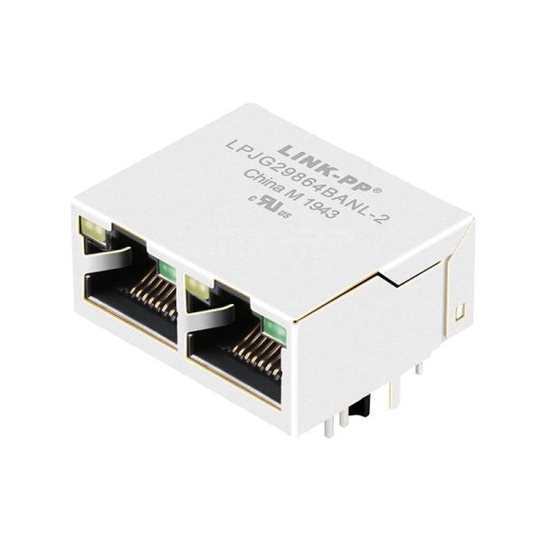 Quality LPJG29864BANL-2 10/100/1000 Base-T Tab Up Yellow/Green LED 1x2 Port RJ45 Network Connector for sale