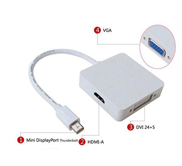 Quality Mini DisplayPort Thunderbolt DP to DVI VGA HDMI Adapter cable For Mac Book, iMac, Mac Book for sale