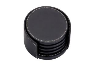 10x 4cm Round Leather Coasters Customized Cup Black Drink Coasters