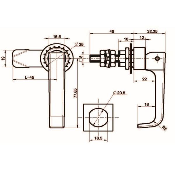 Box Freezer Push To Lock Door Knob 156mmx34mm
