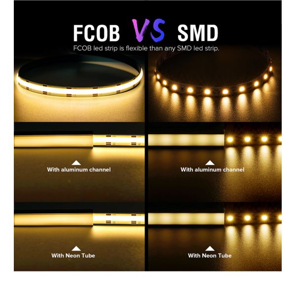 CCT Tunable White COB Flexible LED Strip High Density Flexible DC 24V
