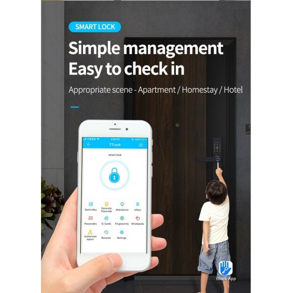 Tuya APP Unlock Smart Electronic Door Lock Support For Fingerprint Password IC Card