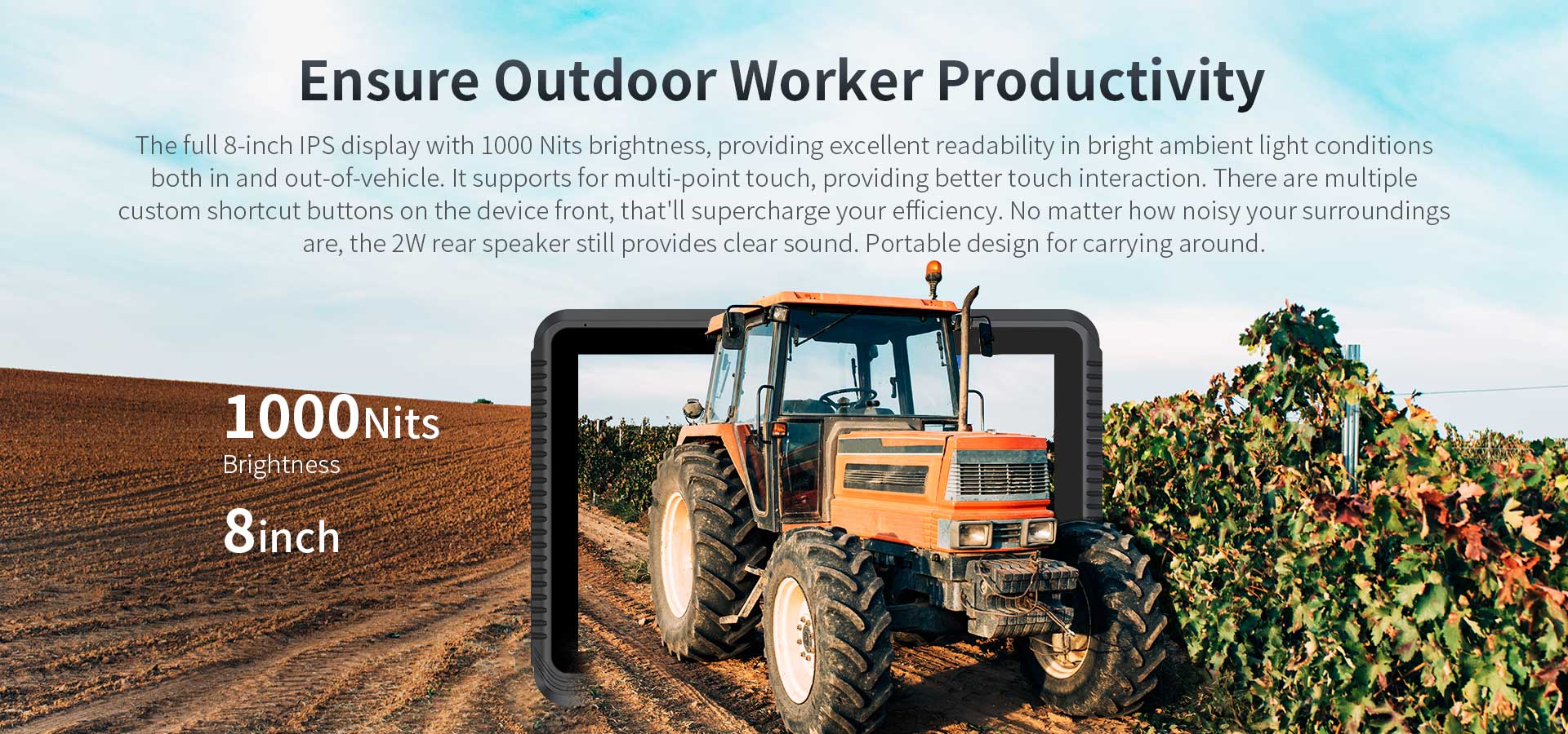 8" Android 12 Portable PC ONERugged V80T with Octa-Core Processor NFC and 1000nit Display