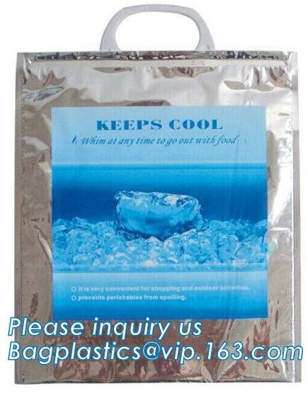 Custom Packing Aluminum Foil Zip-Lock Grocery Handle Thermal Insulation Cooler Bag For Outdoors,Promotional Insulated La