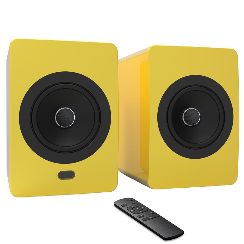 Powered Bookshelf Bluetooth TWS Speakers Wireless Wooden Cabinet HiFi Stereo Loudspeaker
