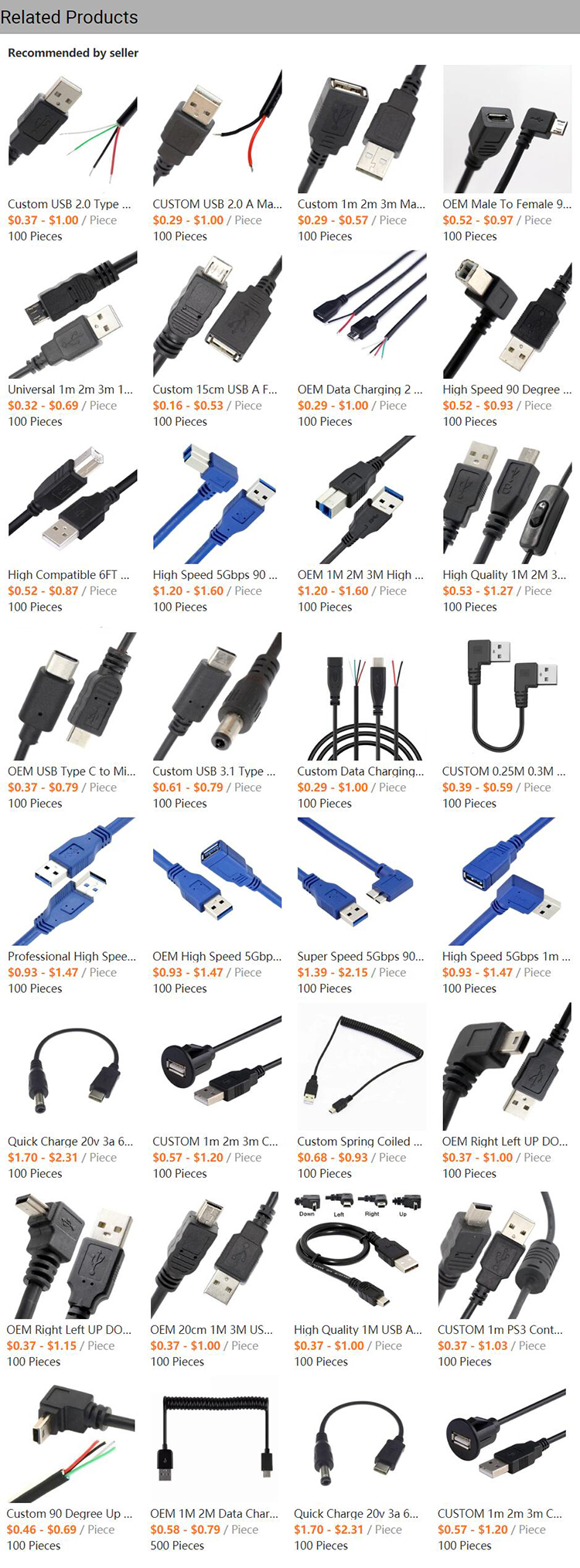 OEM 1M 2M Data Charging Spiral Coiled USB to MINI USB Cable