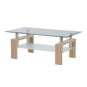 Nordic Modern Rectangular Large Glass Top Coffee Table Streamlined Design OEM