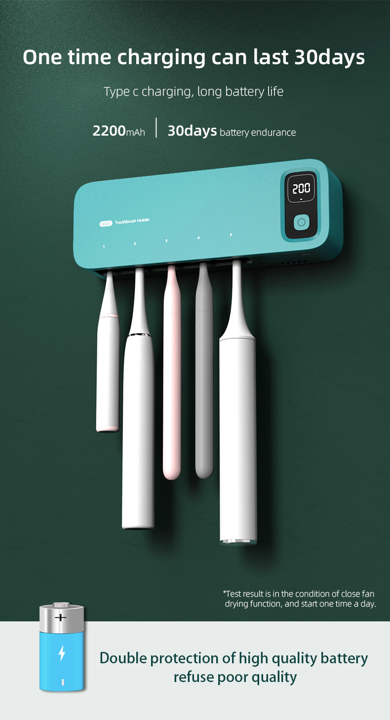 2000mah Battery Smart Toothbrush Disinfection Case with 5 Toothbrush Positions